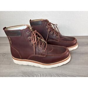 SuperLamb DZO Men's Brown Leather Work Boots 10.5 Wide (EEE) Soft Toe- NWOB